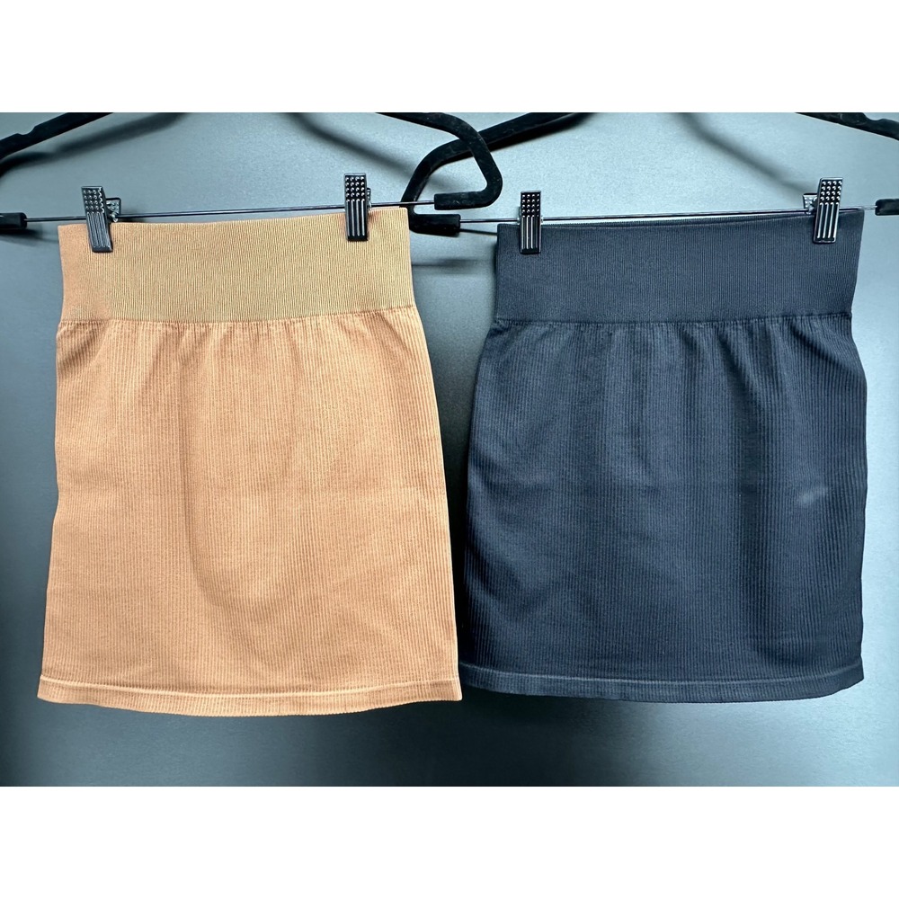 OQQ Women's 2 Piece Basic Versatile Stretchy Ribbed Casual High Waist Mini Skirt